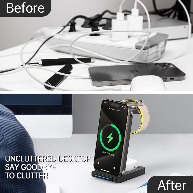 شاحن لاسلكي 3 في 1 مع حامل مكت - مراجعة Watch Charging Dock وسعره