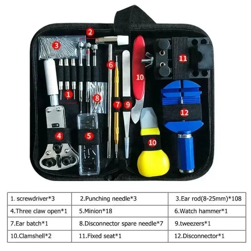 طقم أدوات إصلاح الساعات 147 قط - مراجعة Tool Kit Strap Change وسعره